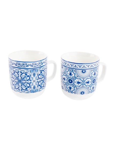 MUG PORCELANA 8,5X4,8X9,5 380ML AZULEJOS 2 SURT.