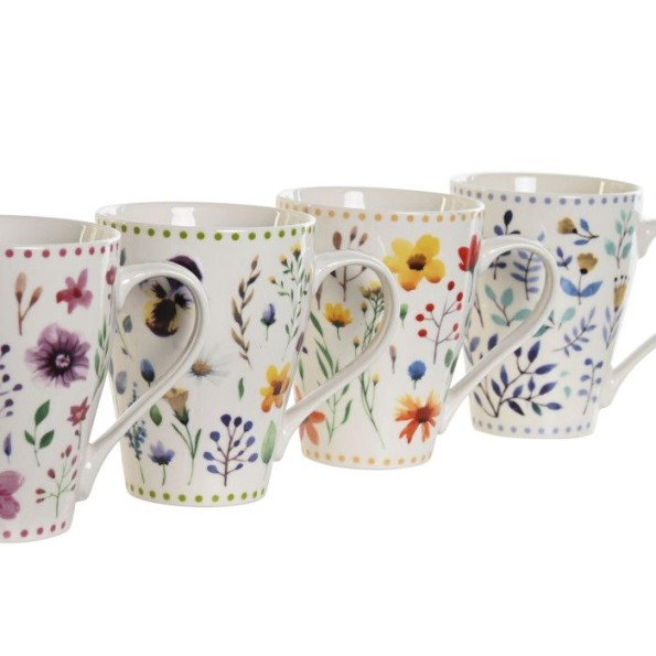 MUG PORCELANA 12X8,5X11 380ML, FLORAL 4 SURT.