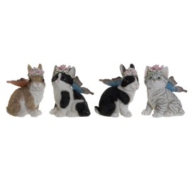 FIGURA RESINA 11X13X15 CONEJO GATO 4 SURT.