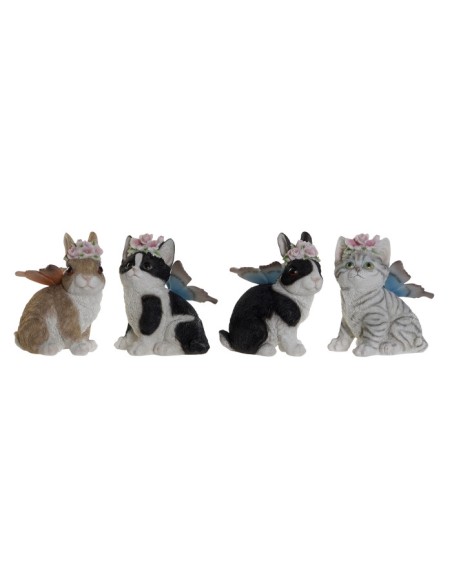 FIGURA RESINA 11X13X15 CONEJO GATO 4 SURT.