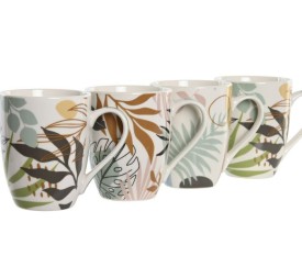 MUG PORCELANA 11,5X8,3X10,5 340ML HOJAS 4 SURT.