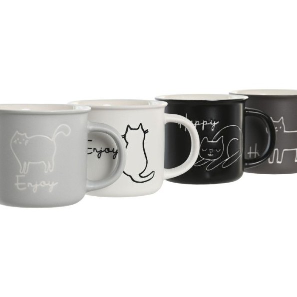 MUG PORCELANA 12,5X9,8X8,5 360ML, GATO 4 SURT.