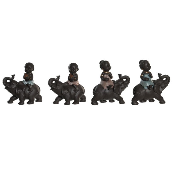 FIGURA RESINA 14X7X14 AFRICANA ELEFANTE 4 SURT.