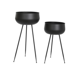 MACETERO SET 2 METAL 34X34X70 NEGRO
