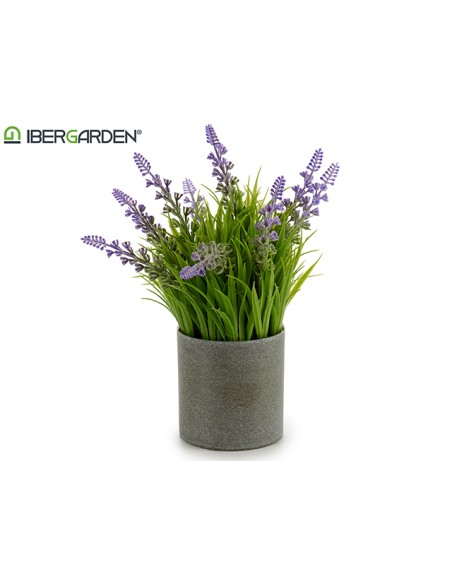 LAVANDA PLASTICO MACETERO CEMENTO GRIS 12 x 12 x 23 cm.