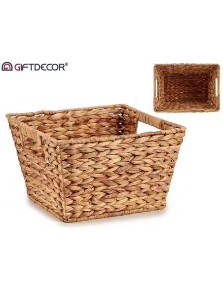 CESTO RECTANGULAR DE PAJA CON ASAS 33,5 x 24 x 18 cm.
