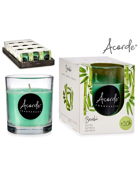 VELA VASO 30 HORAS BAMBU 7 x 7 x 7,7 cm.