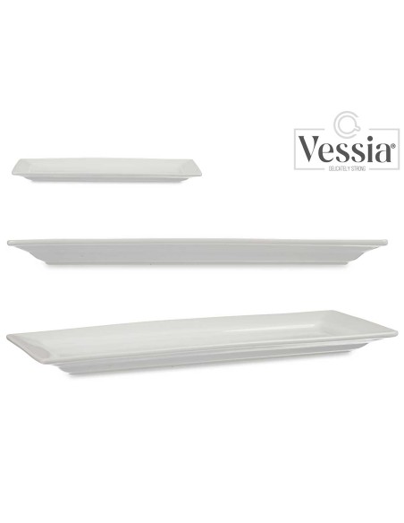 BANDEJA PORCELANA BLANCA RECTANGULAR 39CM