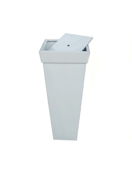 MACETERO ALTO CON PLATO 37X37H85 BLANCO