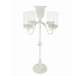 CANDELABRO 4 BRAZOS  RUSTICO ENVEJECIDO BLANCO