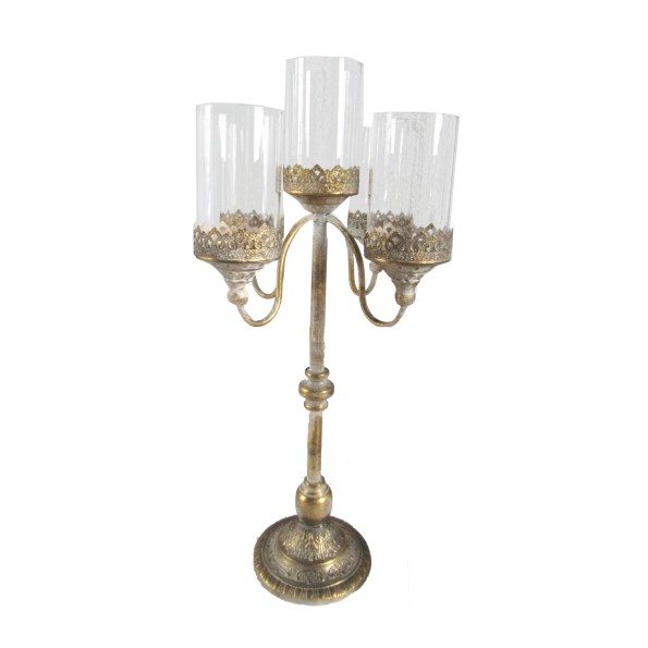 CANDELABRO 5 BRAZOS ORO ENVEJECIDO D36 H70