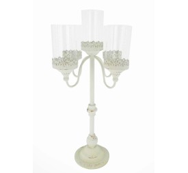 CANDELABRO 5 BRAZOS BLANCO ENVEJECIDO D.36 H70