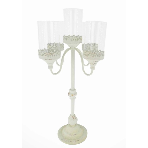 CANDELABRO 5 BRAZOS BLANCO ENVEJECIDO D.36 H70