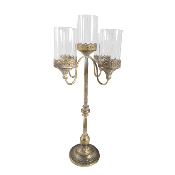 CANDELABRO 5 BRAZOS ORO ENVEJECIDO D36 H80