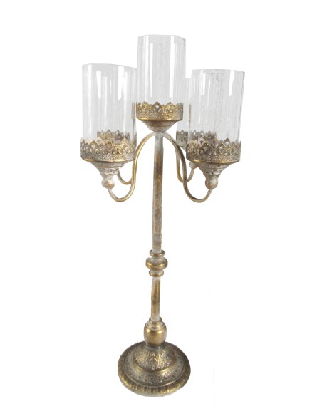 CANDELABRO 5 BRAZOS ORO ENVEJECIDO D36 H80