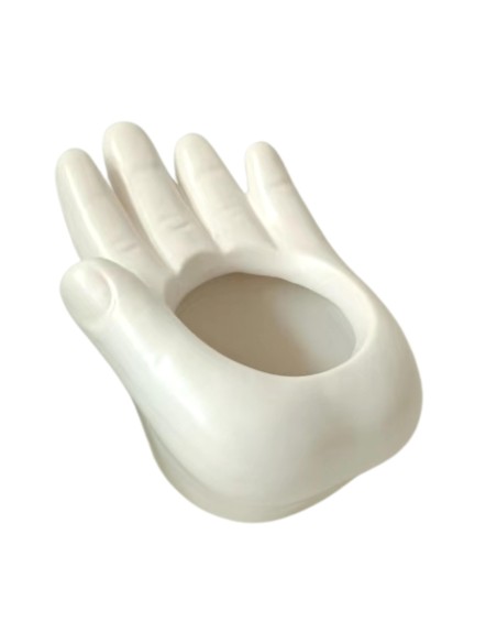 MACETERO MANO ABIERTA CERAM.B/CO LUC.15X11H8