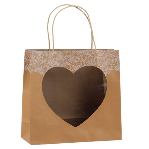 BOLSA KRAFT CORAZON BLANCO  28X11 H27