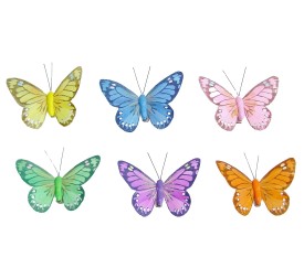 MARIPOSAS CLIP X6 TONOS PASTELES 8,5CM