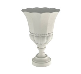 COPA METAL BORDE ONDULADO BLANCO ENVEJECIDO D31 H47