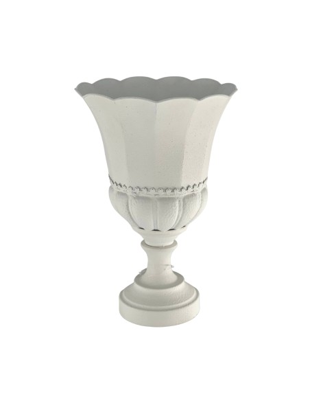 COPA METAL BORDE ONDULADO BLANCO ENVEJECIDO D31 H47
