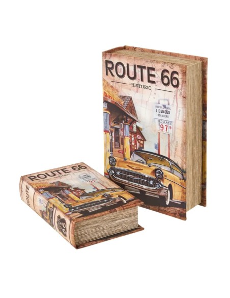 S/2 LIBRO ROUTE 66 PU-MDF 18 X 7 X 27 CM