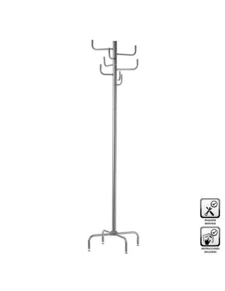 PERCHERO 8 BRAZOS METAL GRIS 40 X 40 X 183 CM