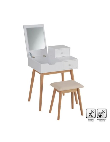 TOCADOR CON BANQUETA TAPA ELEVABLE 60 X 49,50 X 85 CM