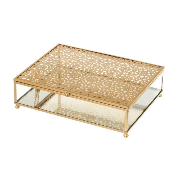 CAJA METAL-CRISTAL ORO 21 X 16 X 6 CM