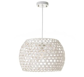 LÁMPARA TECHO METAL-BAMBÚ BLANCO 35 X 35 X 24 CM