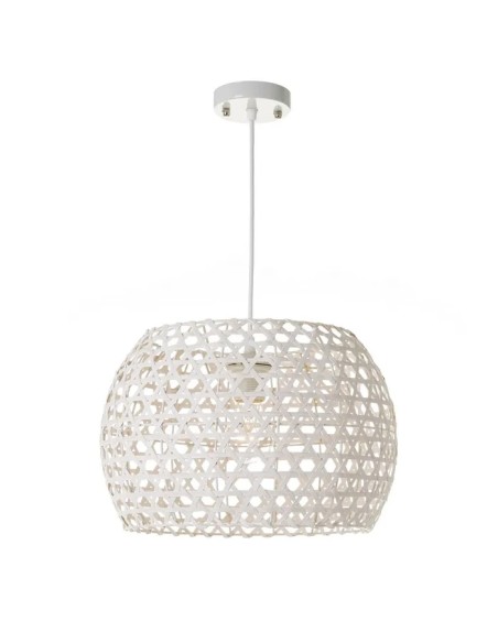 LÁMPARA TECHO METAL-BAMBÚ BLANCO 35 X 35 X 24 CM