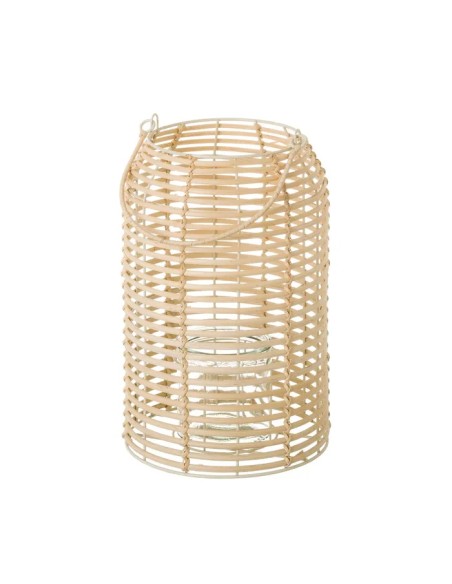 PORTAVELAS RATÁN NATURAL 21X21X32CM