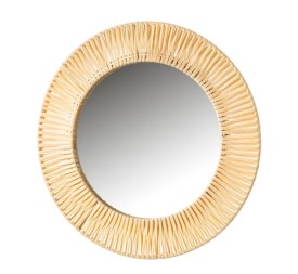 ESPEJO METAL-RATÁN NATURAL 37 X 1,50 X 37 CM