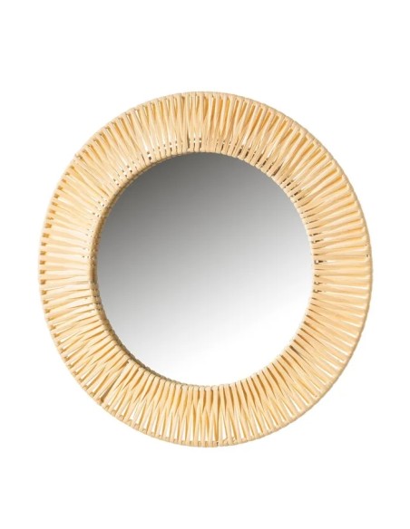 ESPEJO METAL-RATÁN NATURAL 37 X 1,50 X 37 CM