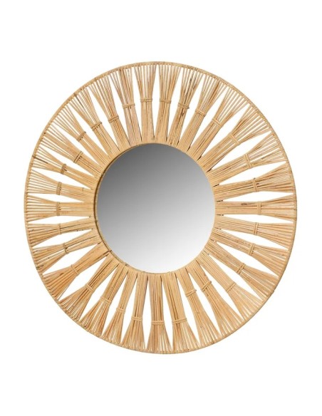 ESPEJO METAL-RATÁN NATURAL 55 X 1,50 X 55 CM