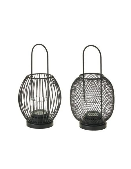 PORTAVELAS 2/M METAL NEGRO 15 X 15 X 29 CM