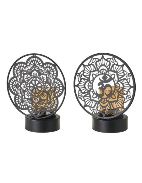 PORTAVELAS 2/M METAL NEGRO 18 X 10 X 22 CM