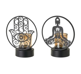 PORTAVELAS 2/M METAL NEGRO 18 X 10 X 22 CM