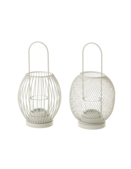 PORTAVELAS 2/M METAL BLANCO 15 X 15 X 29 CM