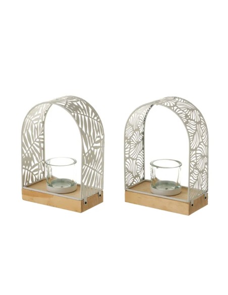 PORTAVELAS 2/M METAL-MADERA BLANCO 15,30 X 8 X 21,10 CM