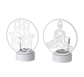 PORTAVELAS 2/M METAL BLANCO 18 X 10 X 22 CM