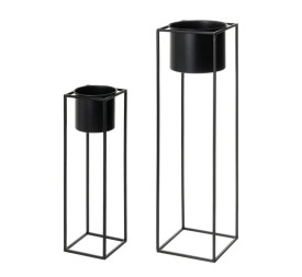 S/2 MACETERO METAL NEGRO 20 X 20 X 76 CM