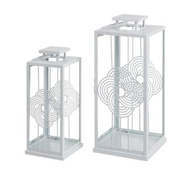 S/2 FAROL PORTAVELAS BLANCO 20 X 20 X 46 CM
