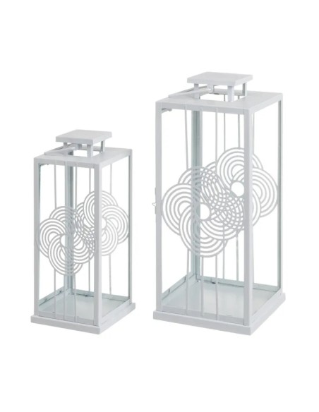 S/2 FAROL PORTAVELAS BLANCO 20 X 20 X 46 CM