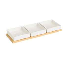 S/3 CUENCO CON BANDEJA PORCELANA-BAMBÚ 33 X 10,50 X 3,70 CM