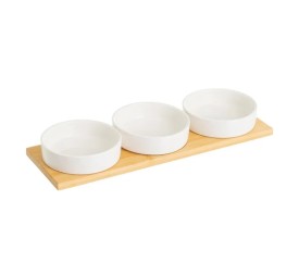 S/3 CUENCO CON BANDEJA PORCELANA-BAMBÚ 33 X 10,50 X 4 CM