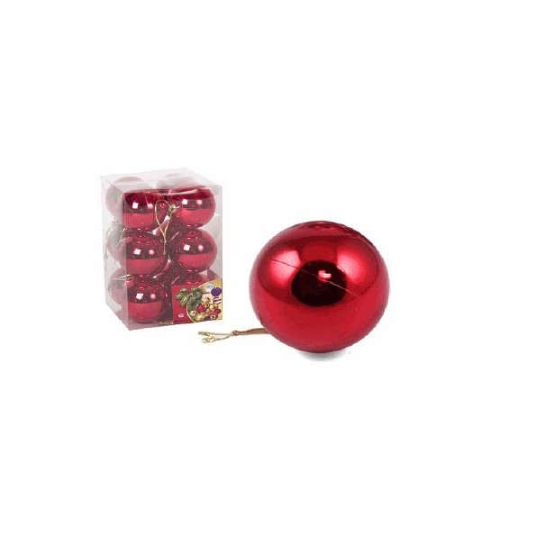 CAJA 12 BOLAS 6CM BRILLO ROJO