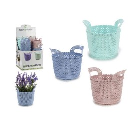 MACETERO PLASTIC CON ASAS SURT 3 COL VIV 19X22X19CM