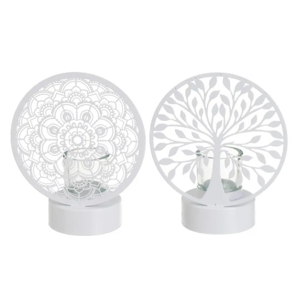 PORTAVELAS 2/M METAL BLANCO 18 X 10 X 22 CM (2574)
