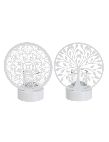 PORTAVELAS 2/M METAL BLANCO 18 X 10 X 22 CM (2574)