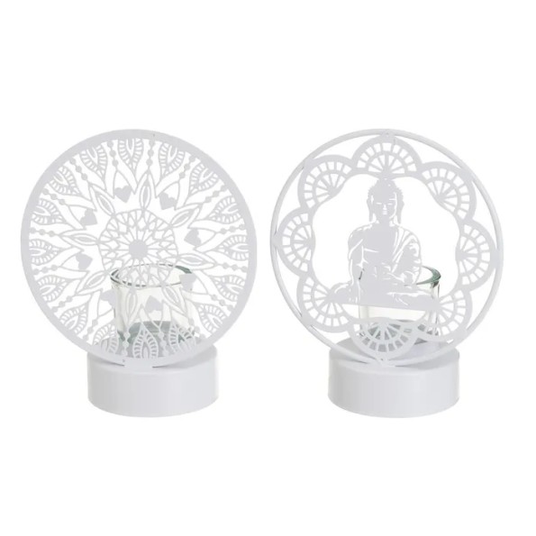 PORTAVELAS 2/M METAL BLANCO 18 X 10 X 22 CM (2598)